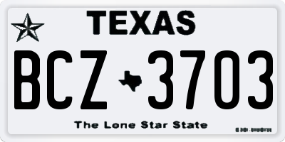 TX license plate BCZ3703