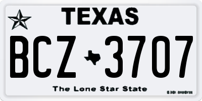 TX license plate BCZ3707