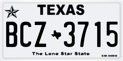 TX license plate BCZ3715