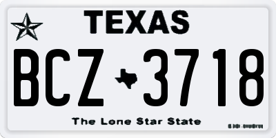 TX license plate BCZ3718