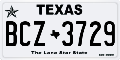 TX license plate BCZ3729