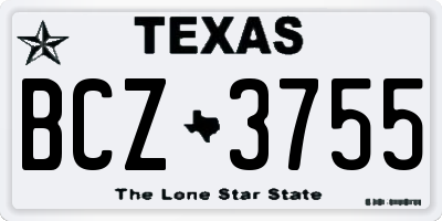 TX license plate BCZ3755