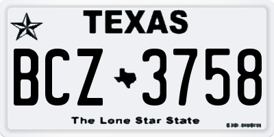TX license plate BCZ3758