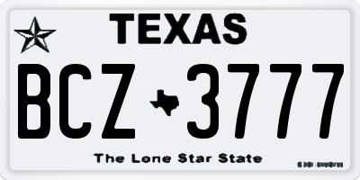 TX license plate BCZ3777