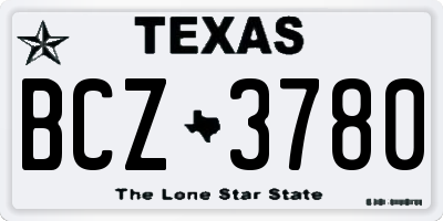 TX license plate BCZ3780