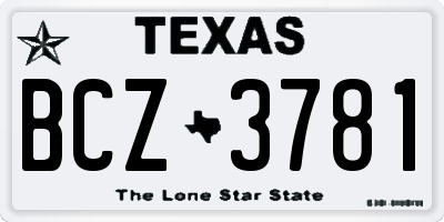TX license plate BCZ3781