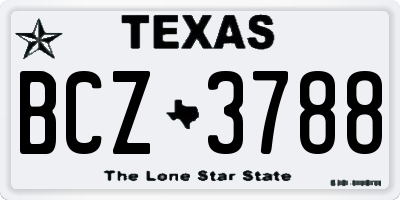 TX license plate BCZ3788