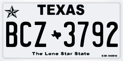 TX license plate BCZ3792