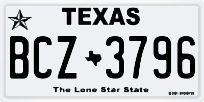 TX license plate BCZ3796