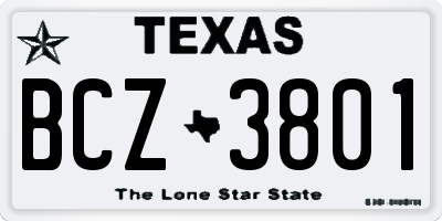 TX license plate BCZ3801