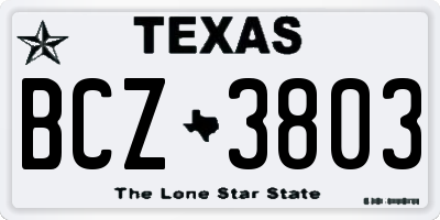 TX license plate BCZ3803