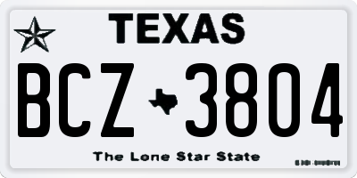 TX license plate BCZ3804