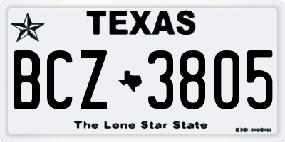 TX license plate BCZ3805