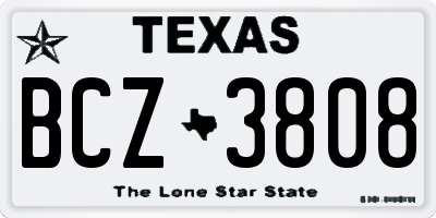 TX license plate BCZ3808