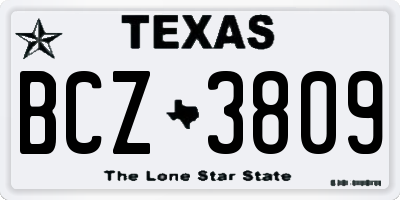 TX license plate BCZ3809