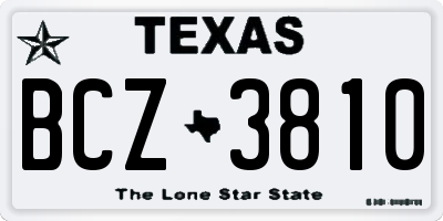 TX license plate BCZ3810
