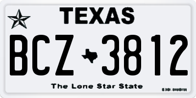 TX license plate BCZ3812