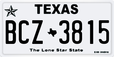 TX license plate BCZ3815