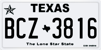 TX license plate BCZ3816