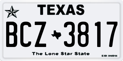 TX license plate BCZ3817