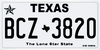 TX license plate BCZ3820