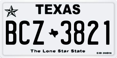 TX license plate BCZ3821