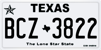 TX license plate BCZ3822