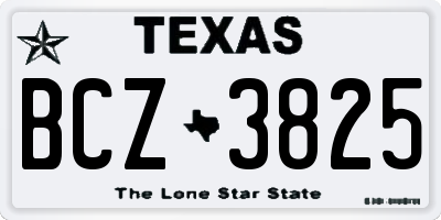 TX license plate BCZ3825