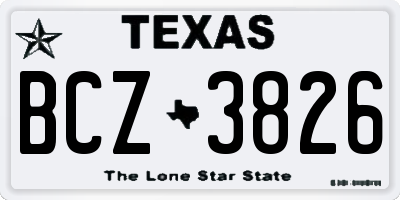TX license plate BCZ3826