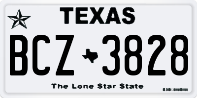 TX license plate BCZ3828