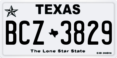 TX license plate BCZ3829