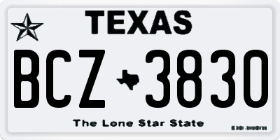 TX license plate BCZ3830