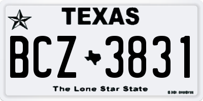 TX license plate BCZ3831