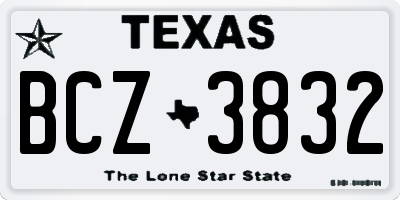 TX license plate BCZ3832