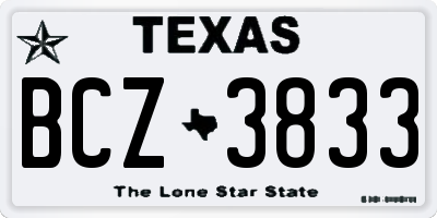 TX license plate BCZ3833