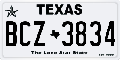 TX license plate BCZ3834