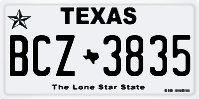 TX license plate BCZ3835