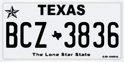 TX license plate BCZ3836