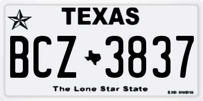 TX license plate BCZ3837