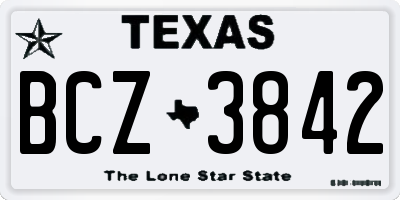 TX license plate BCZ3842