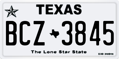 TX license plate BCZ3845