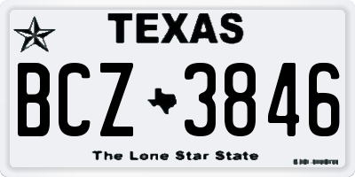 TX license plate BCZ3846