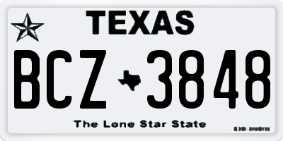TX license plate BCZ3848