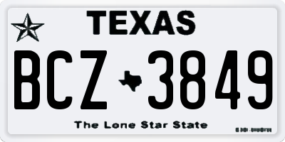 TX license plate BCZ3849
