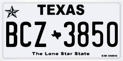 TX license plate BCZ3850
