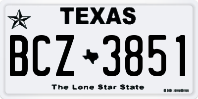 TX license plate BCZ3851