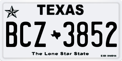 TX license plate BCZ3852