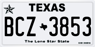 TX license plate BCZ3853