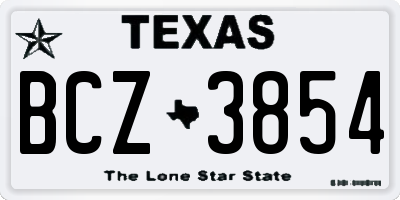 TX license plate BCZ3854