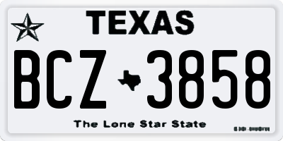 TX license plate BCZ3858